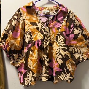 Entro Multicolor Leaf Print Blouse